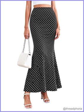 Women's Maxi Skirt Flowy High Waisted Mermaid Office Work Slip Skirt